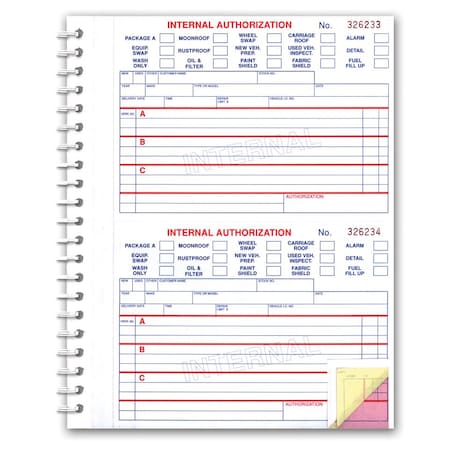 Asp Internal Authorization Book, 8 1/2" X 11" - 3 Part, 1 Book 655